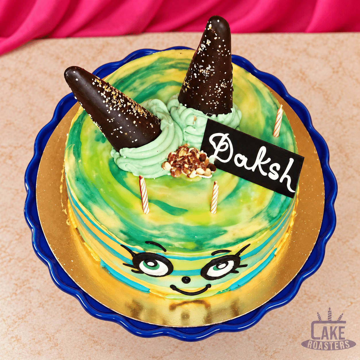Chocolate Cone Cartoon Birthday Cake - Image 2