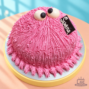Pink Fuzzy Cartoon Cake