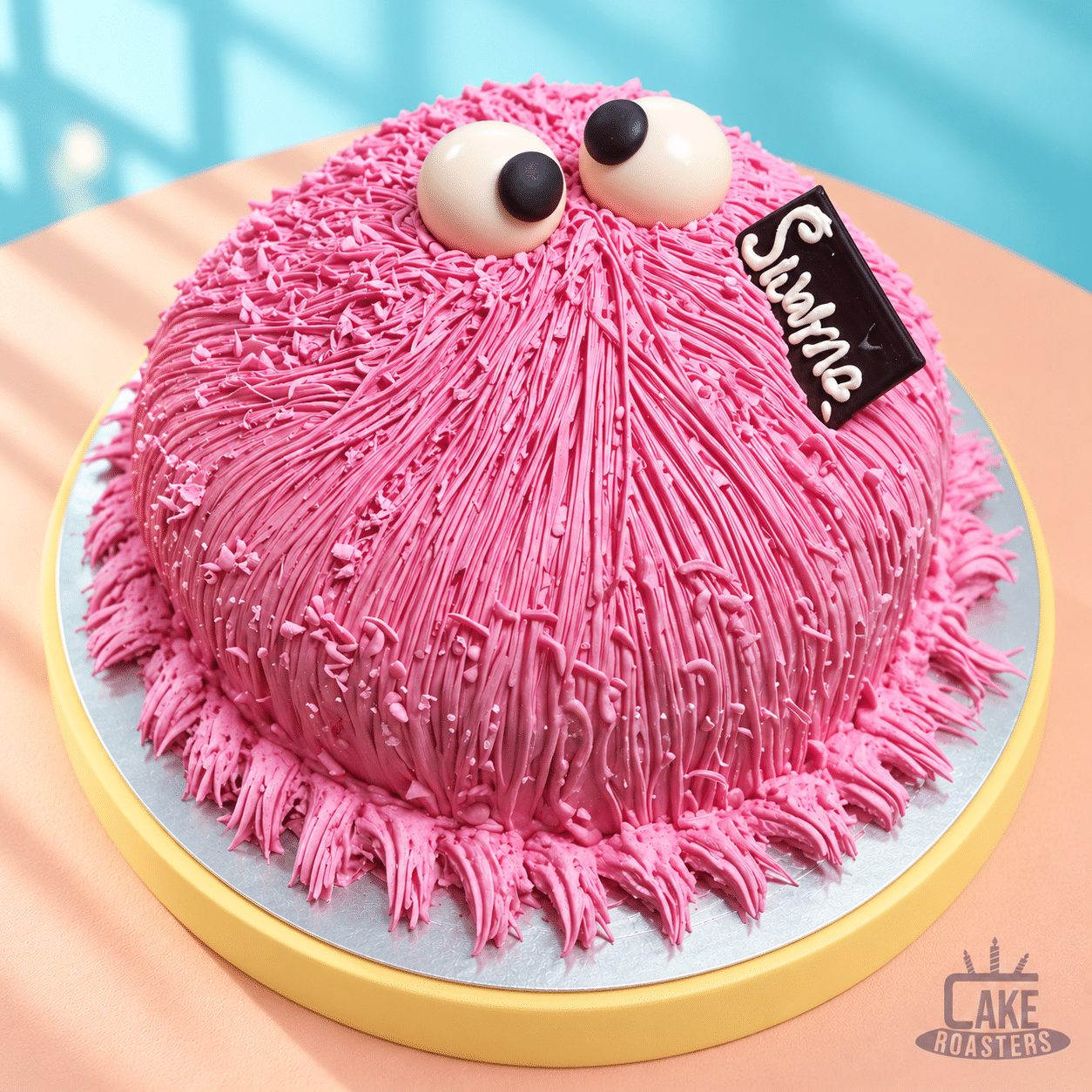 Pink Fuzzy Cartoon Cake