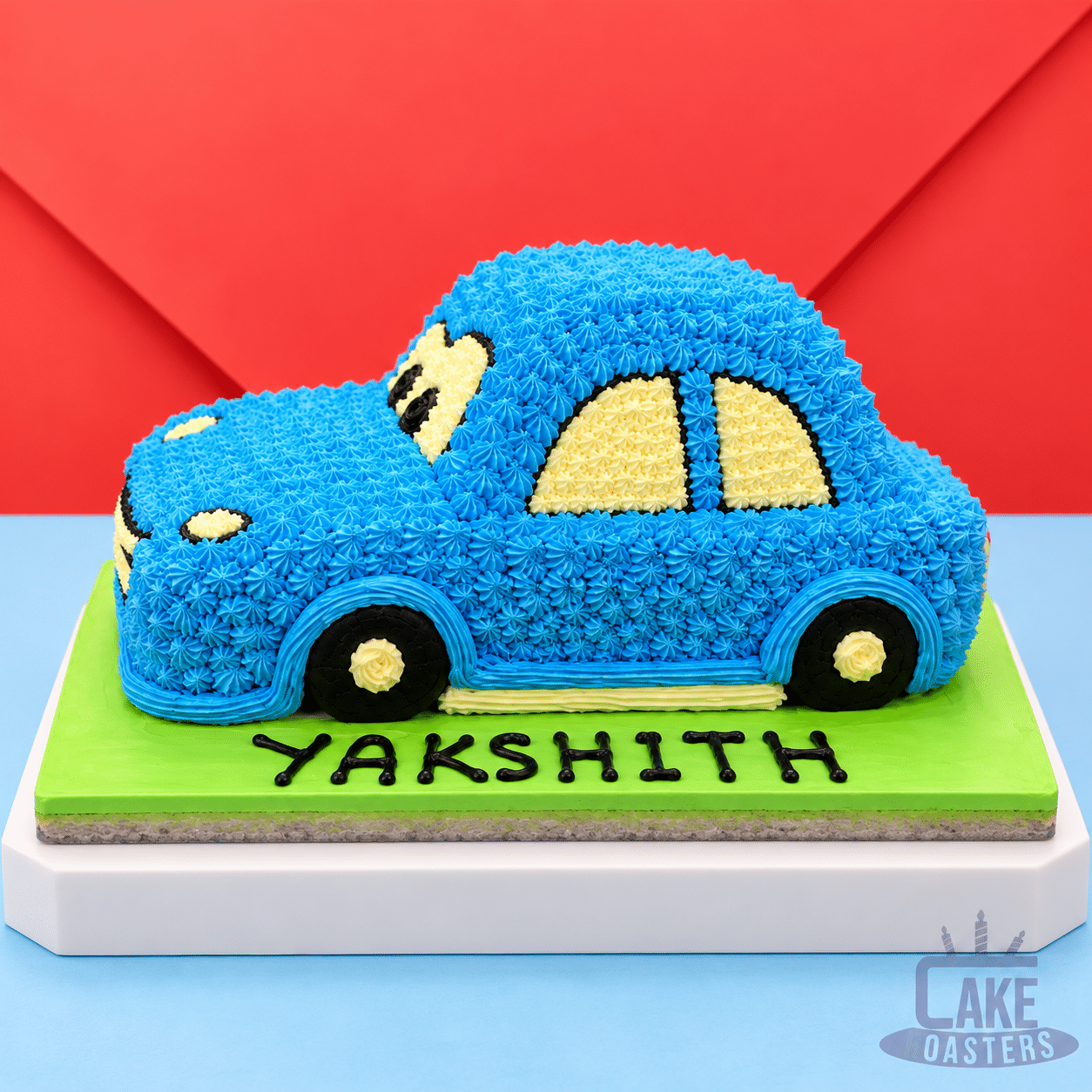 Blue Cartoon Car Birthday Cake - Image 2