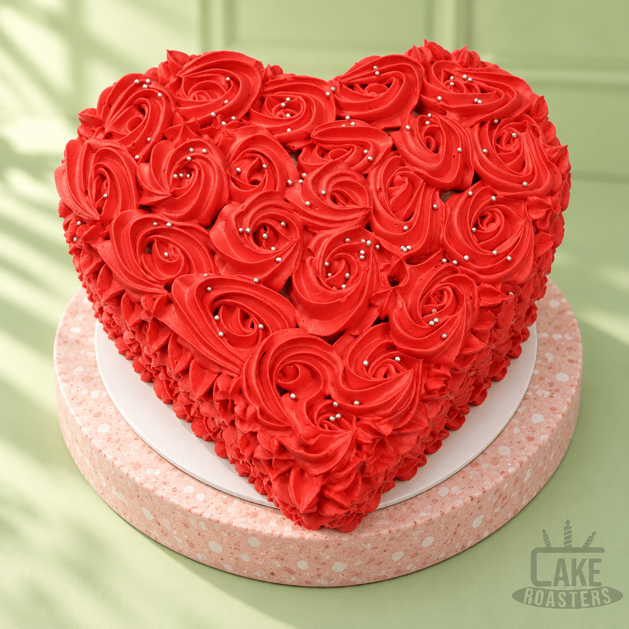 Red Rosette Heart Cake - Image 2