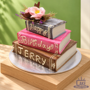 Floral Stacked Books Birthday Cake