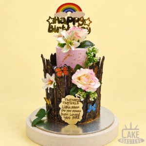Woodland Butterfly & Rainbow Birthday Cake