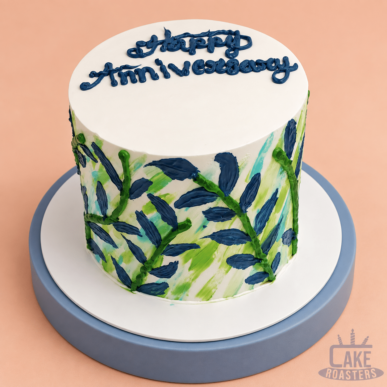 Hand-Painted Botanical Anniversary Cake - Image 2
