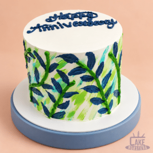 Hand-Painted Botanical Anniversary Cake