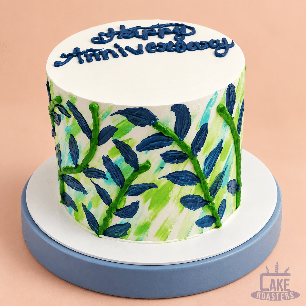 Hand-Painted Botanical Anniversary Cake