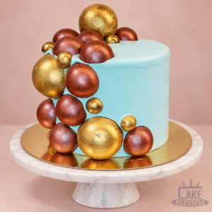 Gold & Bronze Pop-Up Balls Cake