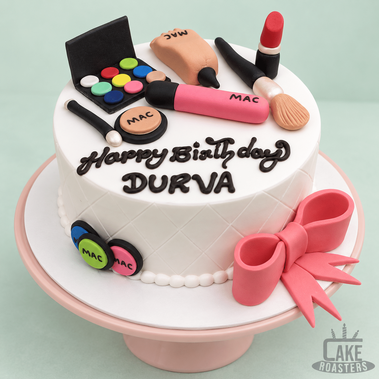 Pink Bow Makeup Theme Birthday Cake - Image 2