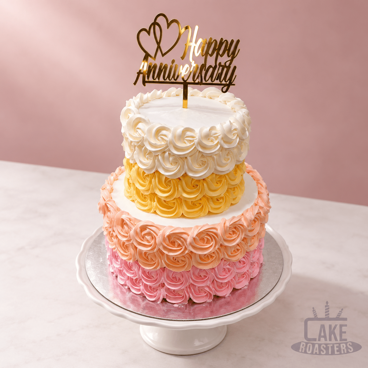 Pastel Rosette Two-Tier Anniversary Cake - Image 2