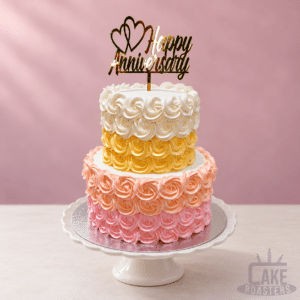 Pastel Rosette Two-Tier Anniversary Cake