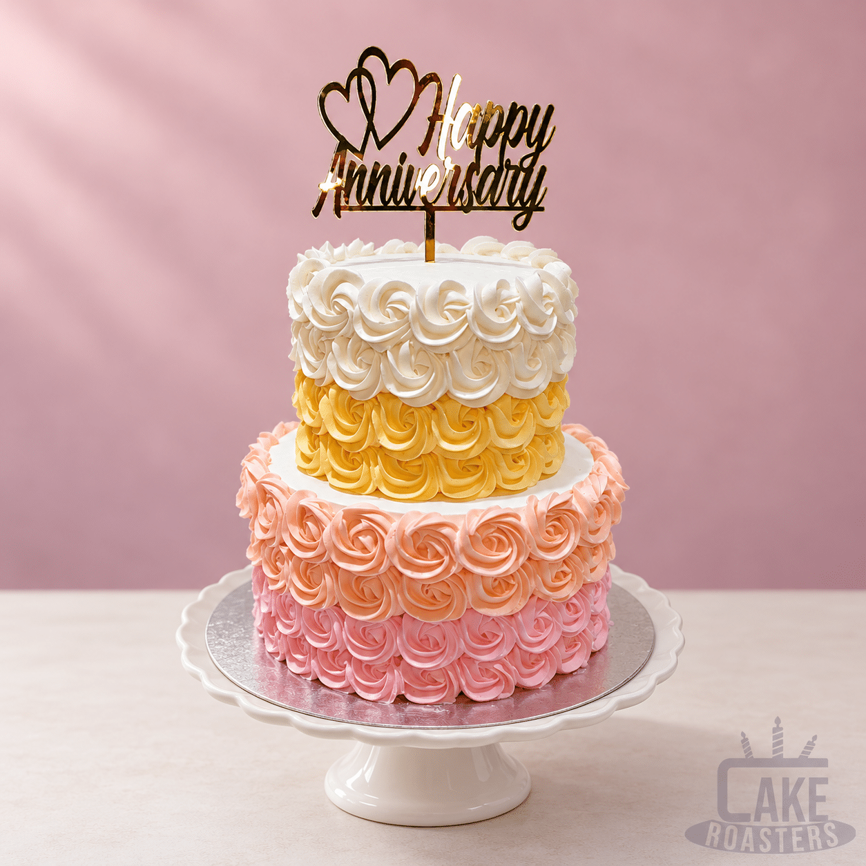 Pastel Rosette Two-Tier Anniversary Cake