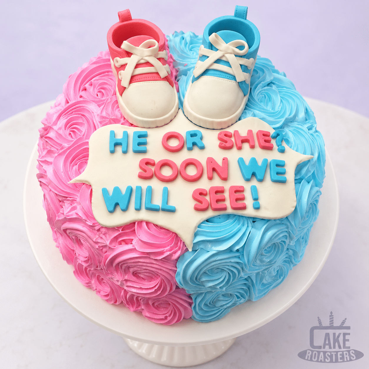 Pink & Blue Baby Booties Shower Cake - Image 2
