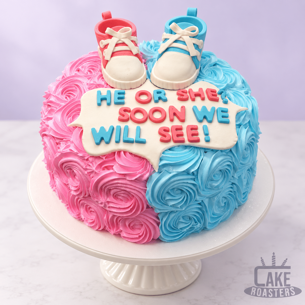 Pink & Blue Baby Booties Shower Cake